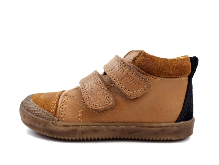 Baby Pom Pom Shoes And Sneakers | Pom Pom Trainer Camel With Velcro