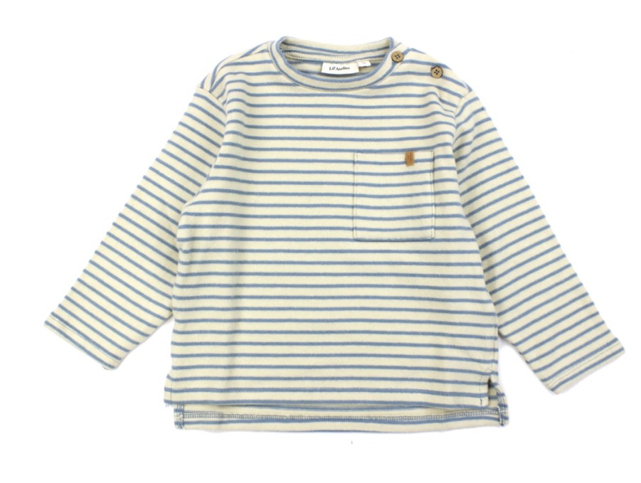 Baby Lil Atelier Blouses And Knitwear | Lil Atelier Smoke Blue Striped Loose Top