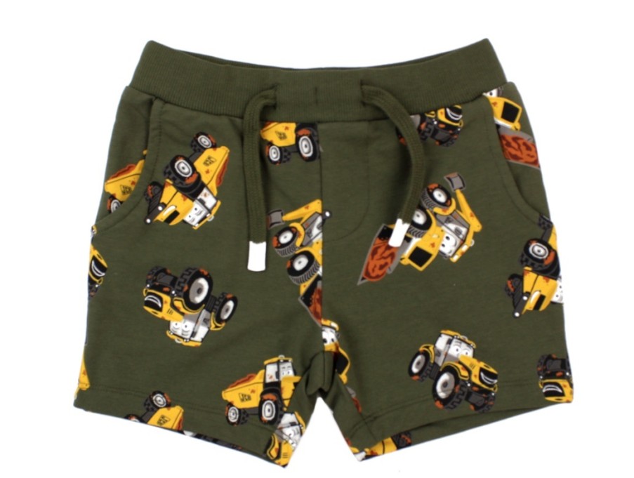 Baby Name It Shorts | Name It Shorts Sweat Olive Night Jcb Tractor