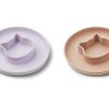 Accessories And Home Liewood | Liewood Cat Light Lavender Rose Mix Silicone Plate Gordon (2-Pack)