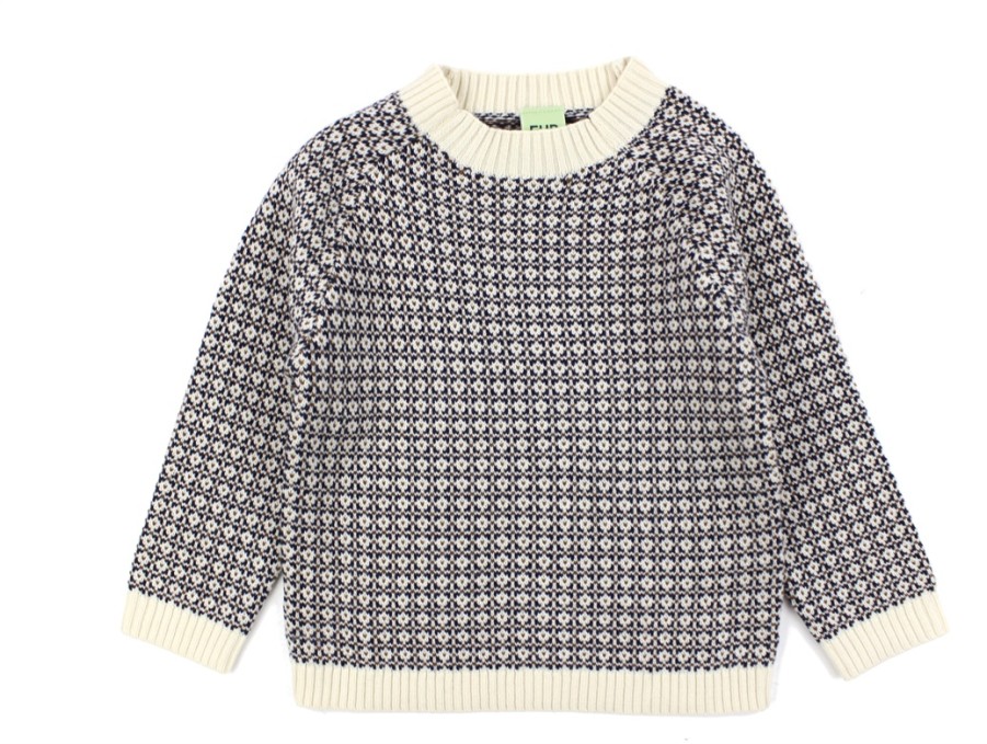 Baby FUB Blouses And Knitwear | Fub Ecru/Dark Navy/Amber Nordic Merino Wool Sweater