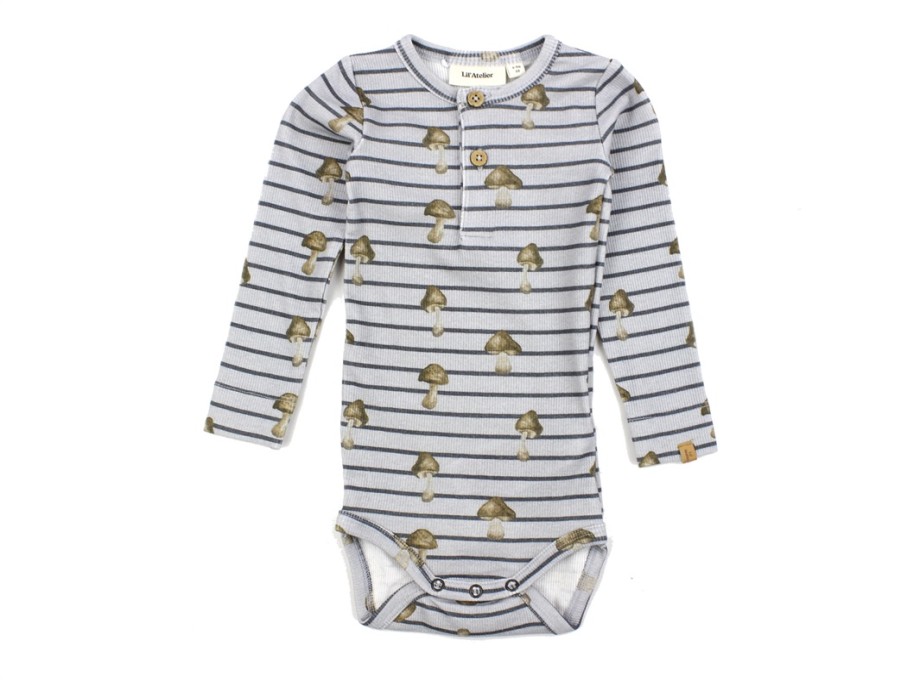 Baby Lil Atelier Bodysuits And Jumpsuits | Lil Atelier Harbor Mist Mushroom Bodysuit