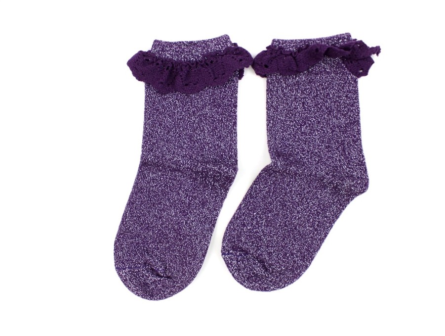 Baby Name It Socks | Name It Plum Purple Glitter Ruffle Socks (2-Pack)