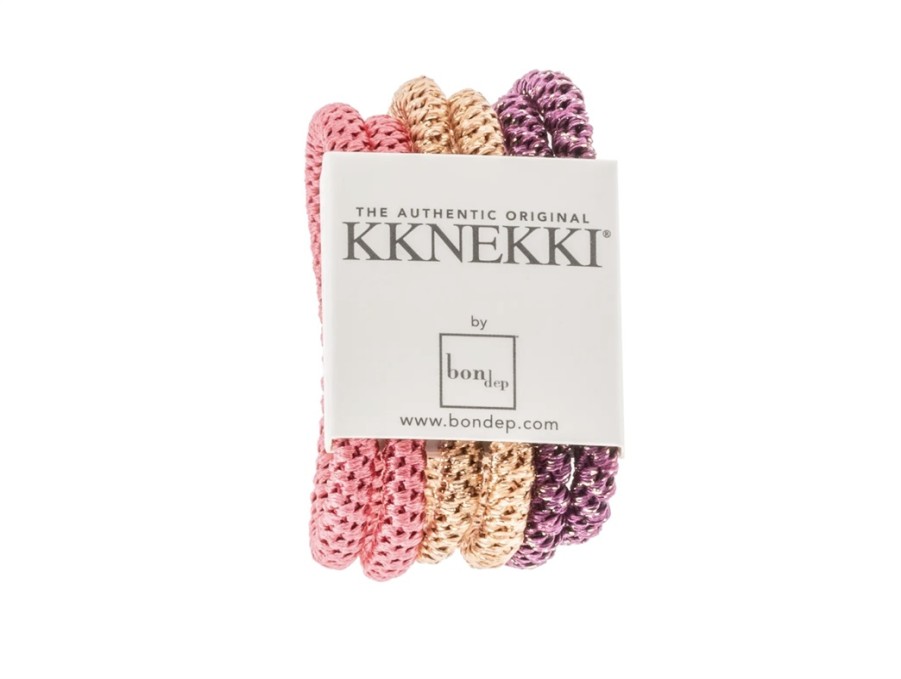 Accessories And Home Kknekki | Kknekki Hair Ties Pink/Purple/Glitter Mix Slim (6-Pack)