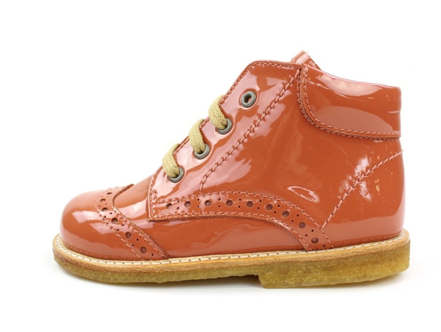 Baby Angulus First Shoes | Angulus Toddler Shoe Dusty Orange Lacquer With Laces