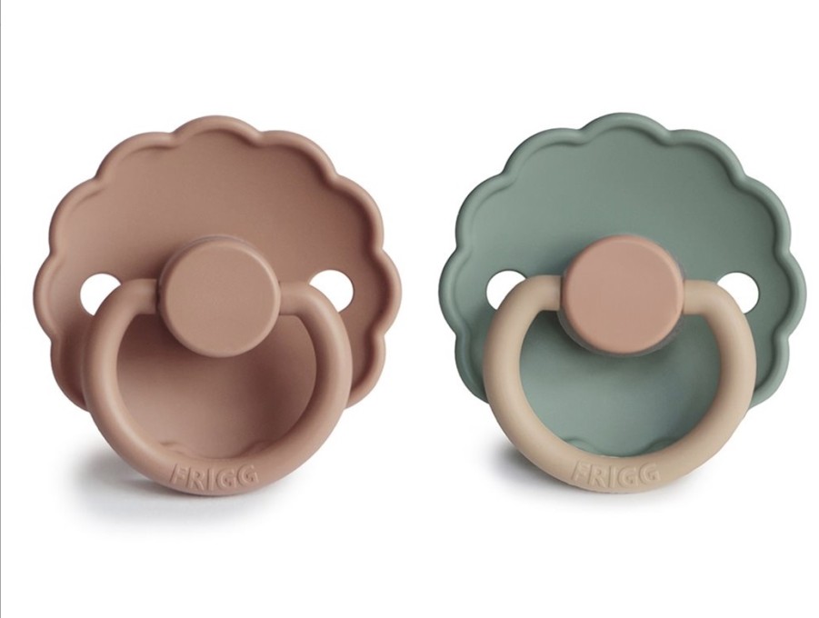 Accessories And Home FRIGG | Frigg Rose Gold/Willow Pacifier Daisy Silicone (2-Pack)