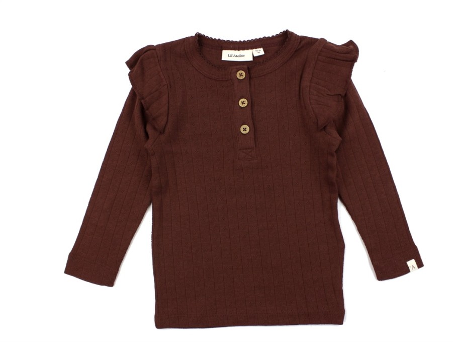 Baby Lil Atelier Short And Long-Sleeved T-Shirts | Lil Atelier Rum Raisin Patterned Top