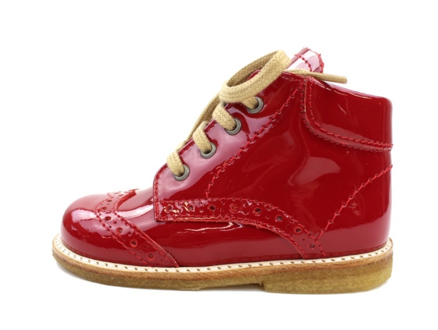 Baby Angulus First Shoes | Angulus Toddler Shoe Red Patent With Laces