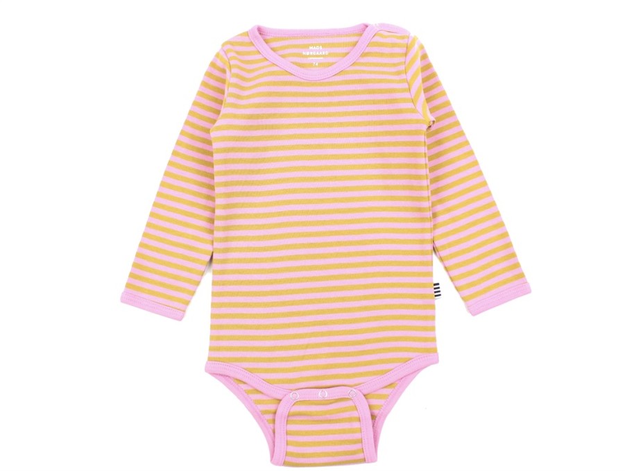 Baby Mads Nørgaard Bodysuits And Jumpsuits | Mads Norgaard Begonia Pink/Tinsel Striped Body