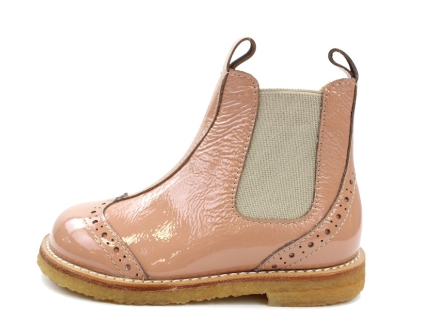 Kids Angulus Boots And Ankle Boots | Angulus Ancle Boot Dark Peach/Beige With Hole Pattern