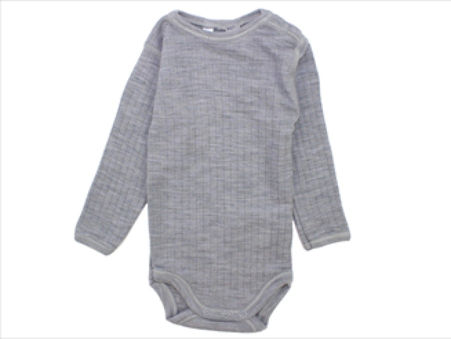 Baby Joha Bodysuits And Jumpsuits | Joha Light Grey Melange Bodysuit Merino Wool