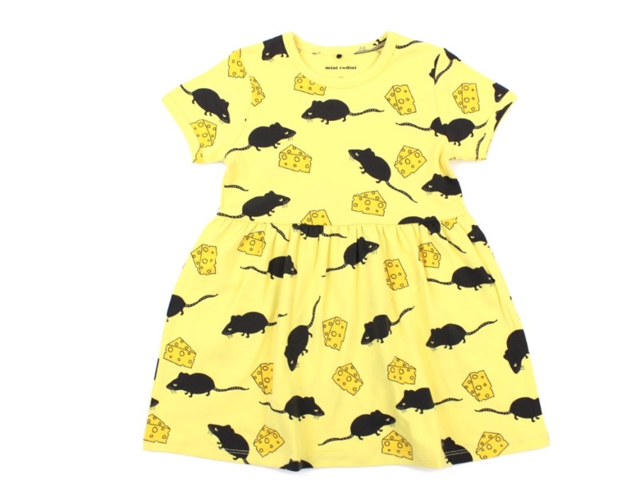 Kids Mini Rodini Dresses | Mini Rodini Dress Yellow Mouse/Cheese