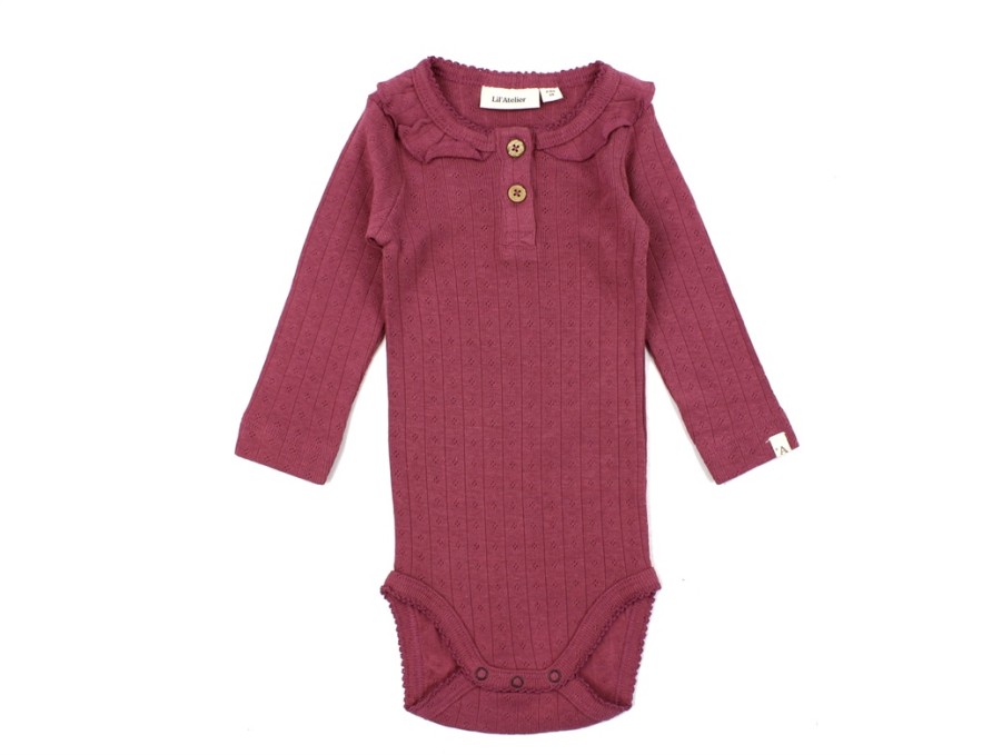 Baby Lil Atelier Bodysuits And Jumpsuits | Lil Atelier Dry Rose Bodysuit With Pattern