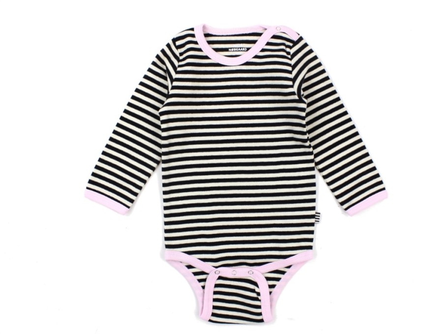 Baby Mads Nørgaard Bodysuits And Jumpsuits | Mads Norgaard Off White/Black/Pink Body Stripes