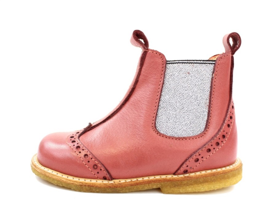 Baby Angulus Shoes And Sneakers | Angulus Ancle Boot D.Rose/Silver With Hole Pattern