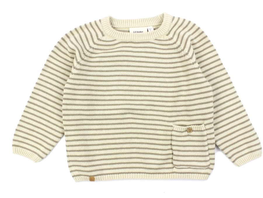 Baby Lil Atelier Blouses And Knitwear | Lil Atelier Wood Ash Striped Knit Blouse