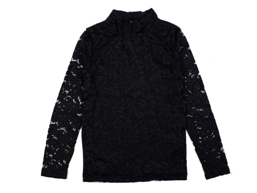 Tweens Name It Blouses And Knitwear | Name It Black Mock Neck Lace Top