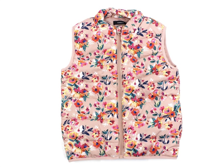 Tweens Name It Transition Jackets | Name It Misty Rose Waistcoat Flowers