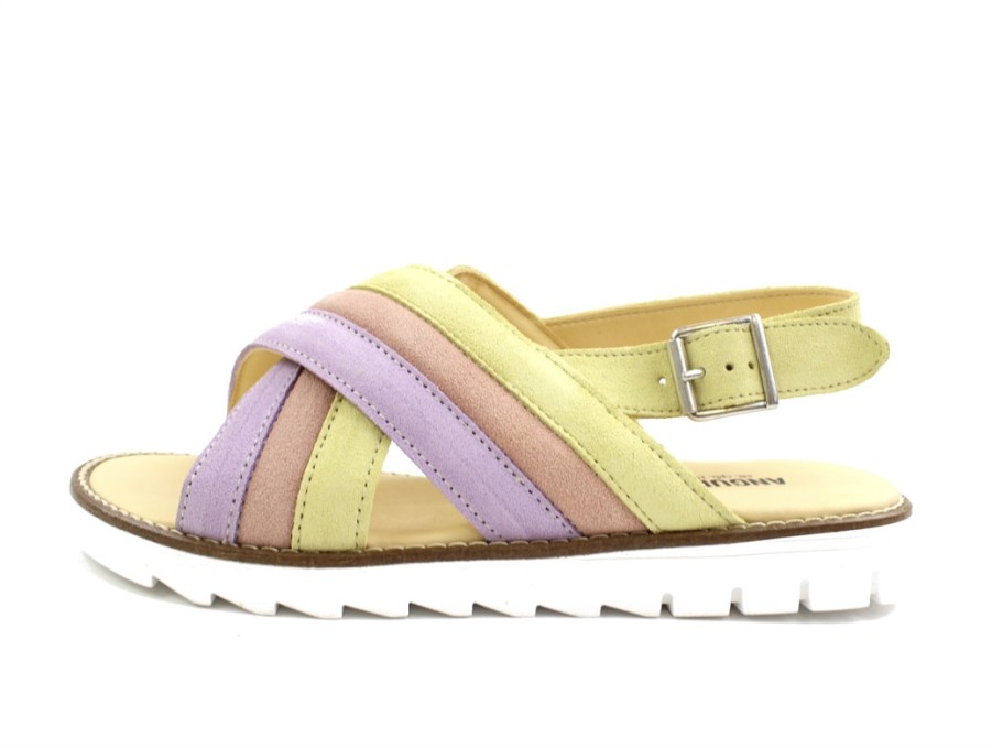 Kids Angulus Sandals | Angulus Lilac/Peach/Light Yellow Sandal Buckle