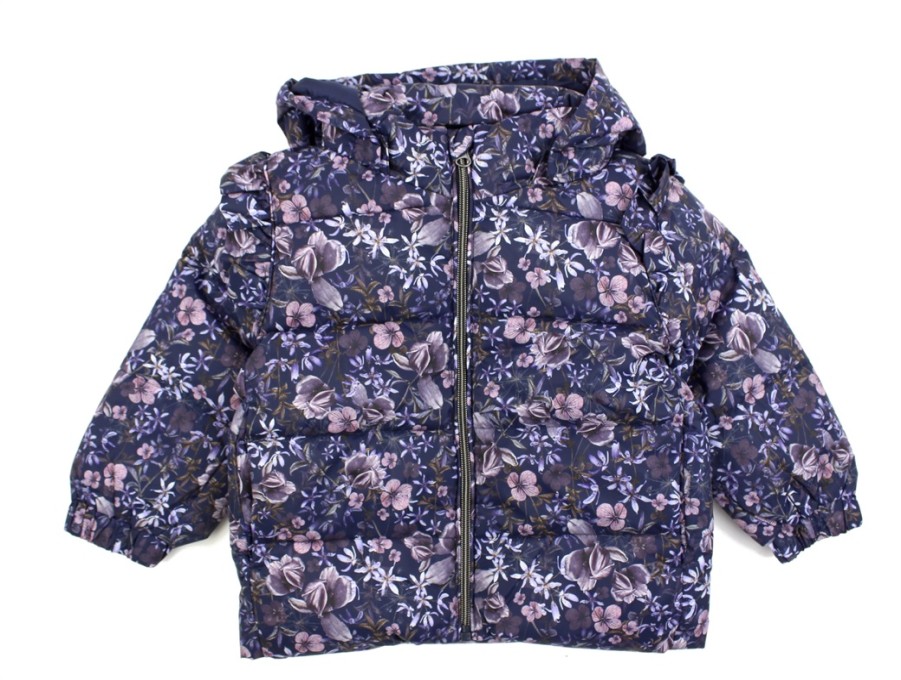 Baby Name It Winter Jackets | Name It Dark Sapphire Floral Puffer Winter Jacket