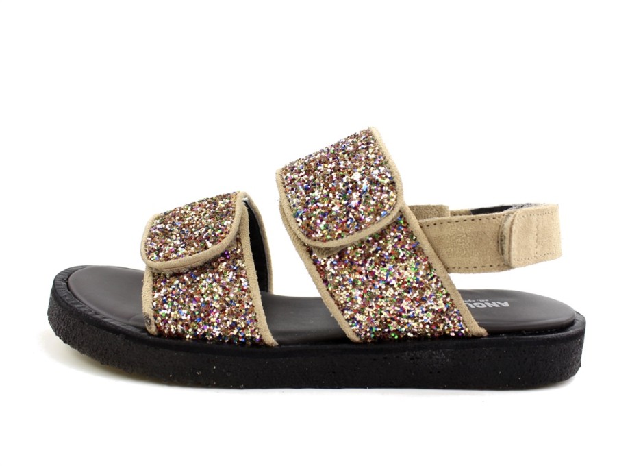 Kids Angulus Sandals | Angulus Sand Multi Glitter Sandal Velcro