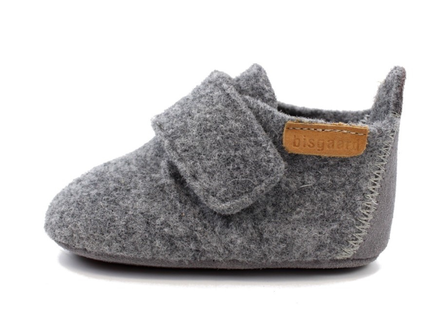 Kids Bisgaard Slippers | Bisgaard Grey Slippers With Velcro