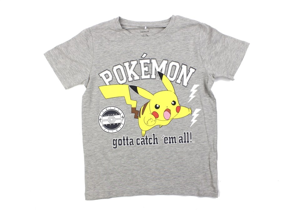 Tweens Name It T-Shirts | Name It Grey Melange Pokemon T-Shirt