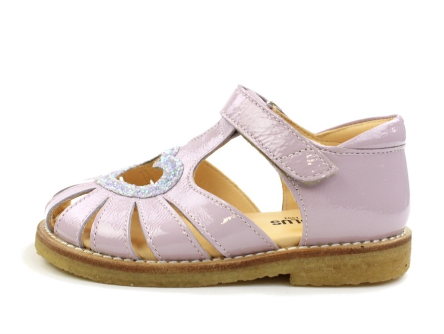 Baby Angulus Sandals | Angulus Lila/Mint Sandal With Heart, Glitter Patent