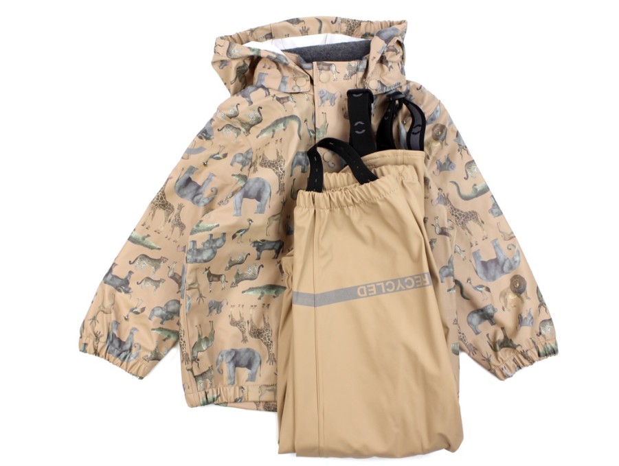 Baby Mikk line Rainwear | Mikk-Line Nougat Rainwear Pants And Jacket Animal Print