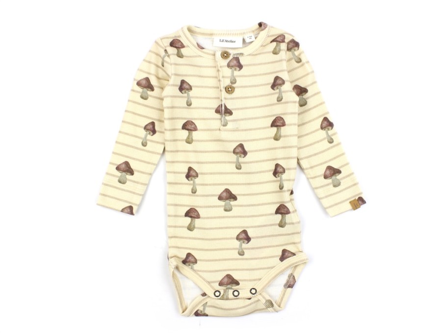 Baby Lil Atelier Bodysuits And Jumpsuits | Lil Atelier Wood Ash Mushroom Body