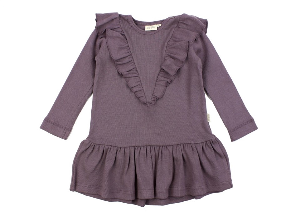 Baby Petit Piao Dresses | Petit Piao Lavender Mist Modal Frill Dress