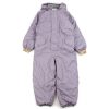 Baby Wheat Coveralls | Wheat Lavender Flowers Rubber Snowsuit Ludo