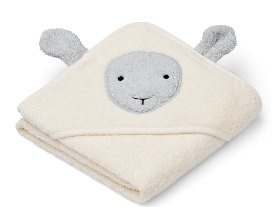 Baby Liewood Swimwear | Liewood Creme De La Creme Sheep Hooded Baby Towel Albert