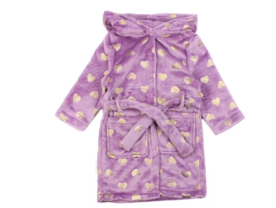 Baby Name It Swimwear | Name It Lavender Mist Gold Hearts Bathrobe