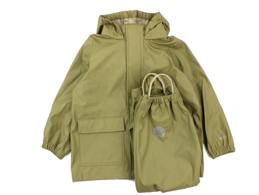 Tweens Wheat Rainwear | Wheat Rainwear Ola Pants And Jacket Heather Green