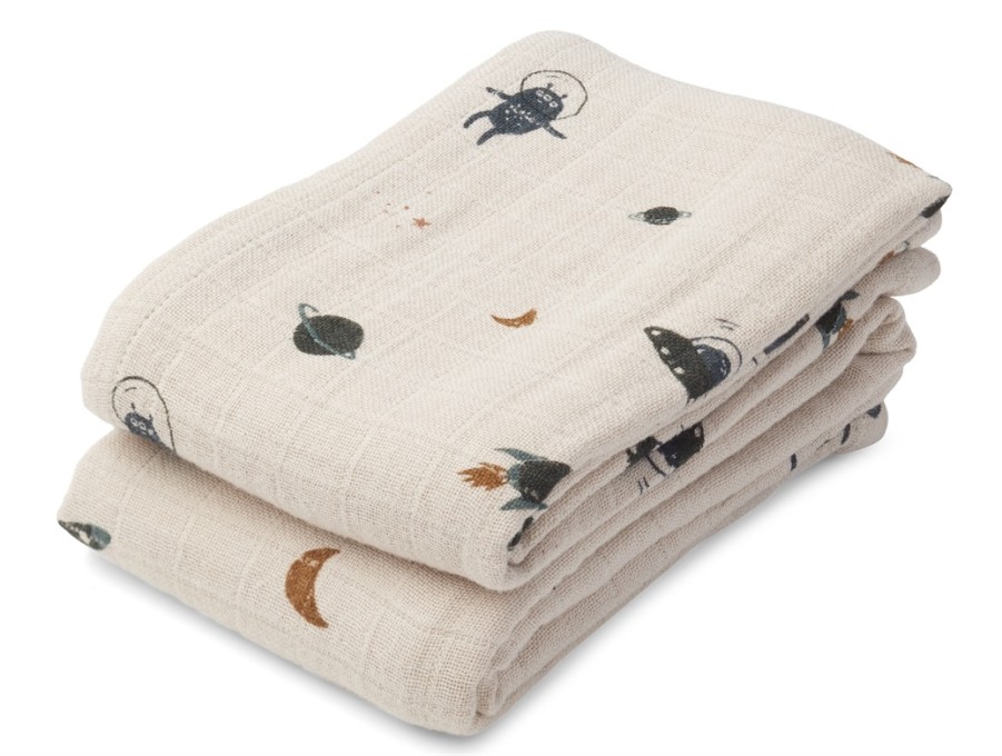 Accessories And Home Liewood | Liewood Space Sandy Mix Burp Cloth Lewis (2-Pack)