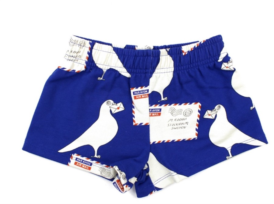 Baby Mini Rodini Shorts | Mini Rodini Sweatshorts Pigeons Blue