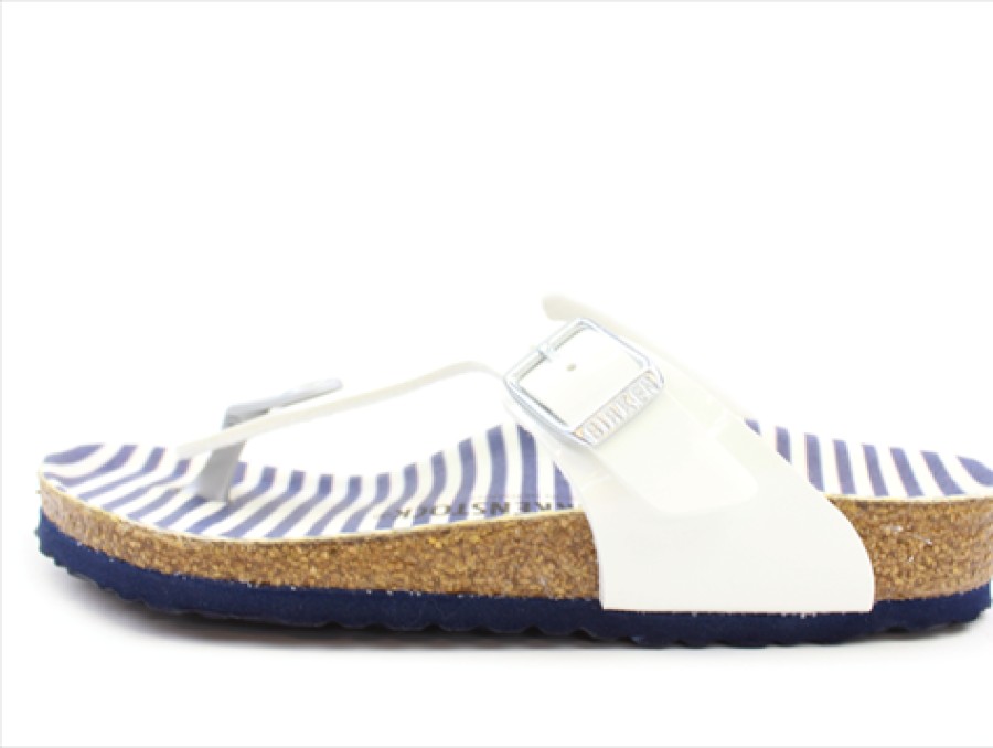 Tweens Birkenstock Sandals | Birkenstock Gizeh Sandal Nautical Stripes White With Buckle