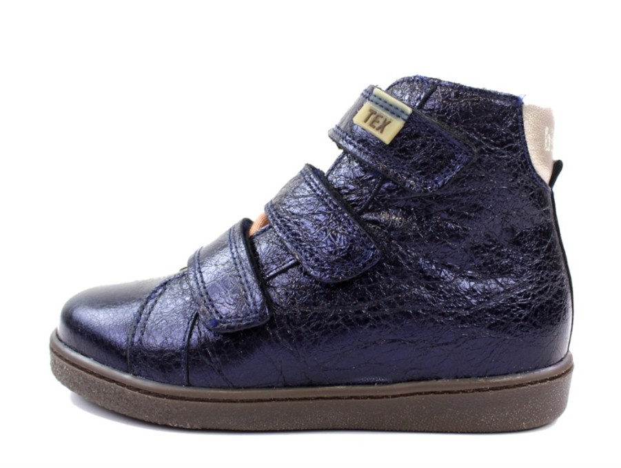 Kids Bisgaard Shoes And Sneakers | Bisgaard Winter Sneaker Midnight Metallic With Velcro And Tex