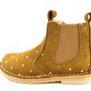 Kids Pom Pom Boots And Ankle Boots | Pom Pom Ancle Boot Camel Gold Dot With Elastic And Zipper