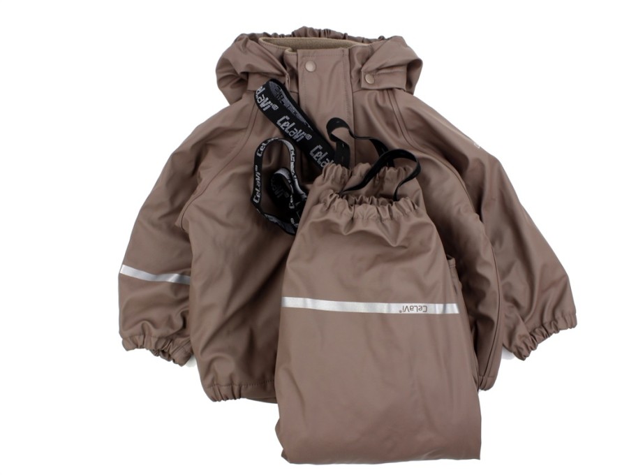 Baby Celavi Rainwear | Celavi Coffee Quartz Rainwear Pants And Jacket With Fleece Lining