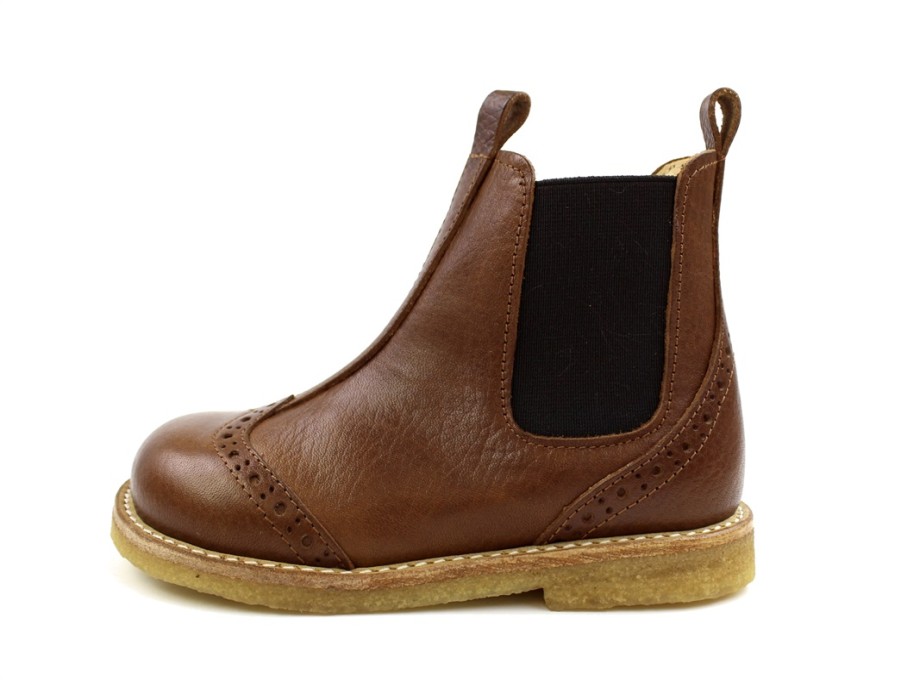 Kids Angulus Boots And Ankle Boots | Angulus Cognac Ankle Boots With Perforated Pattern