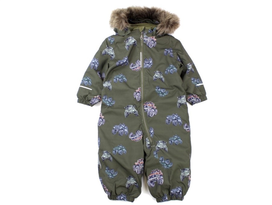 Baby Name It Coveralls | Name It Snowsuit Olive Night Trucks