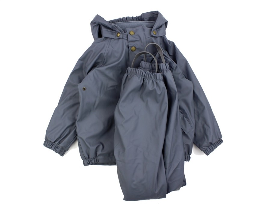 Baby MarMar Copenhagen Rainwear | Marmar Stormy Blue Rainwear Pants And Jacket With Fleece Lining Obo