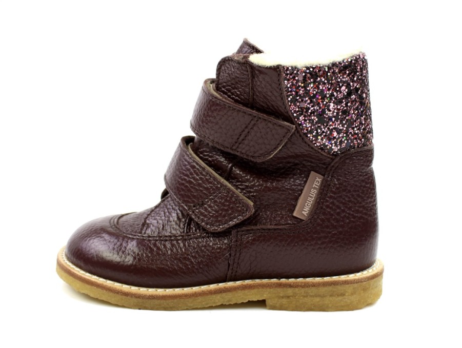 Baby Angulus Winter Boots | Angulus Bordeaux Glitter Winter Boot With Tex