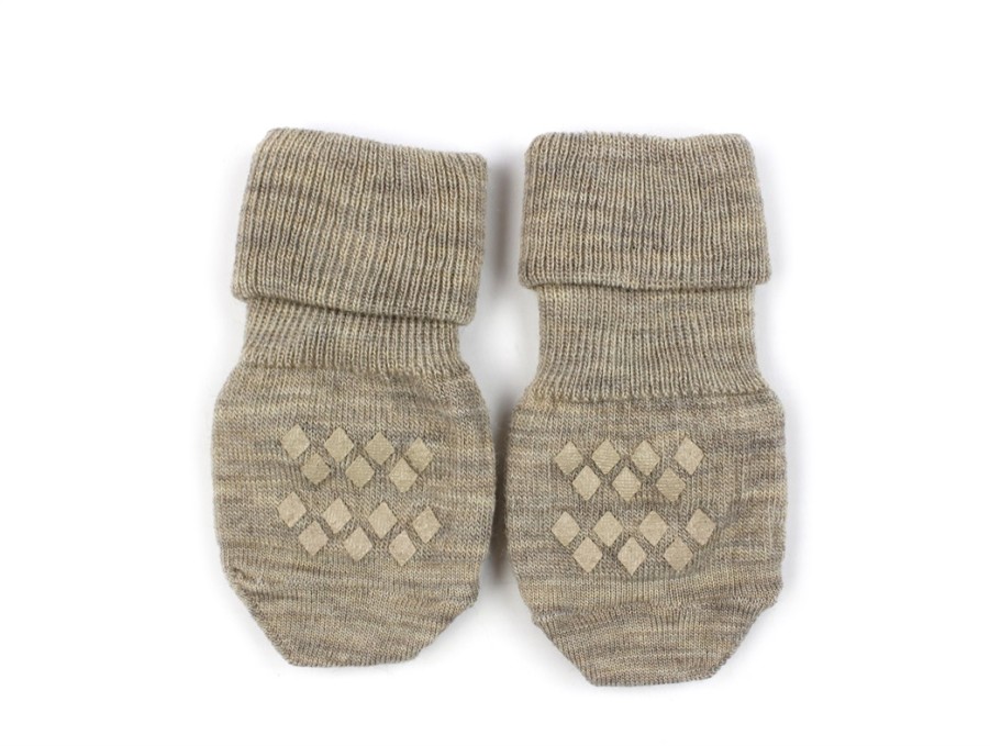 Baby MP Socks | Mp Light Brown Melange Anti-Slip Wool Socks (2-Pack)