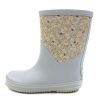 Kids Wheat Gymnastics Shoes | Wheat Highrise Flowers Rubber Boot Juno