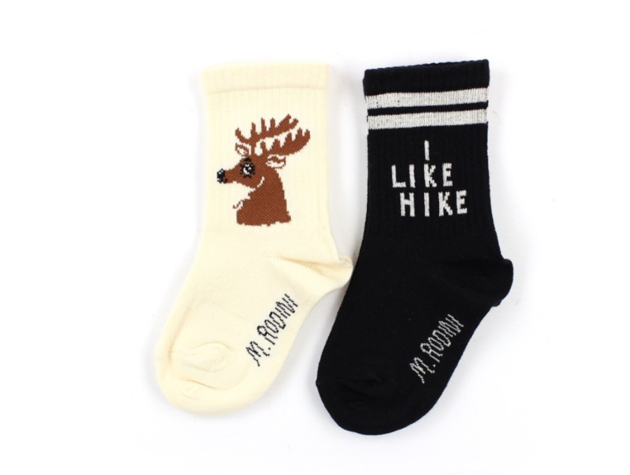 Baby Mini Rodini Socks | Mini Rodini Socks Hike Deer Black (2-Pack)