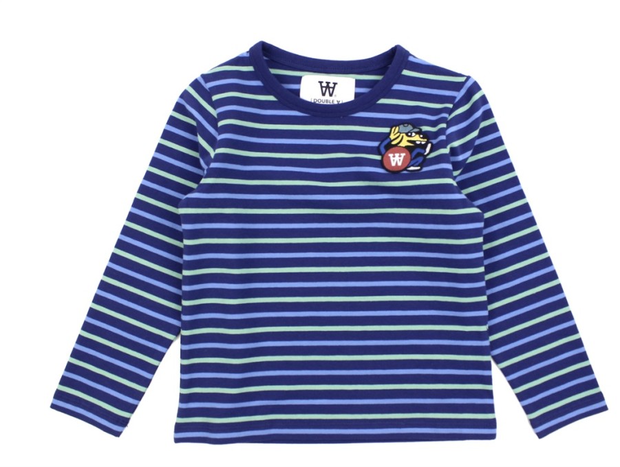 Tweens Wood Wood T-Shirts | Wood Wood Navy Stripes Top Kim Huskmitnavn