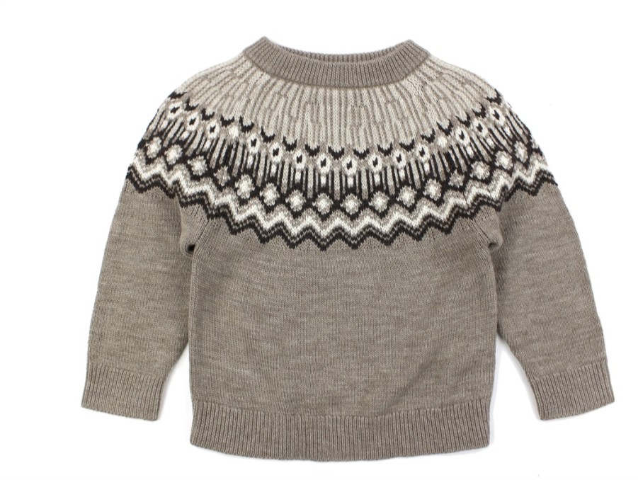 Baby FUB Blouses And Knitwear | Fub Beige Melange Fair Isle Merino Wool Sweater